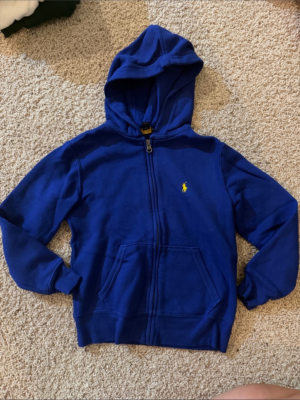 Ralph Lauren Kids Royal Blue Zip Hoodie with Yellow Pony